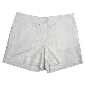 Laundry By Shelli Segal Women's White Eyelet Fully Lined Shorts Size 6